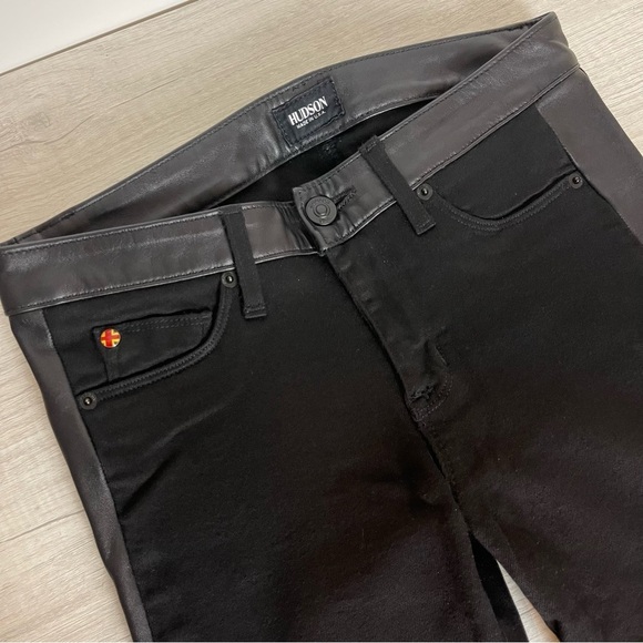 Hudson  Vintage Leeloo Super Skinny Crop Black with Lambskin Leather Trim, 26 - Picture 10 of 16